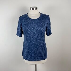 Columbia Blue White Short Sleeve Shirt Top Women Large Outdoor Summer Casual